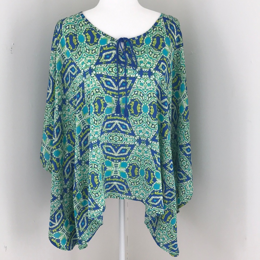 Jones New York Blue/Green Poncho sz S